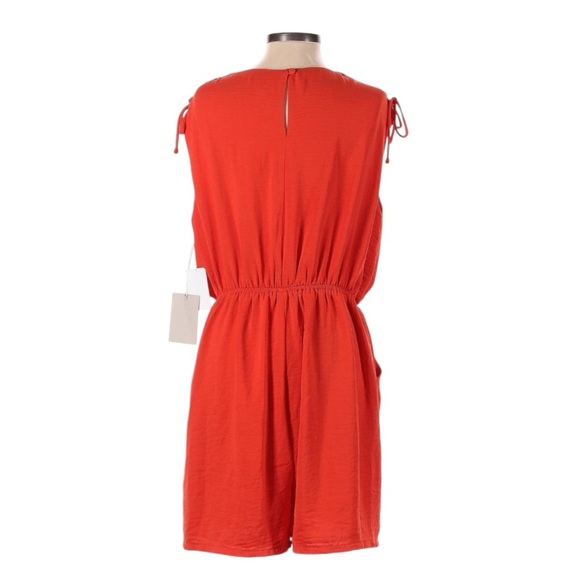 Chelsea28 Orange Fire Sleeveless Wrap Romper L Nordstrom Pockets NWT - Picture 2 of 11